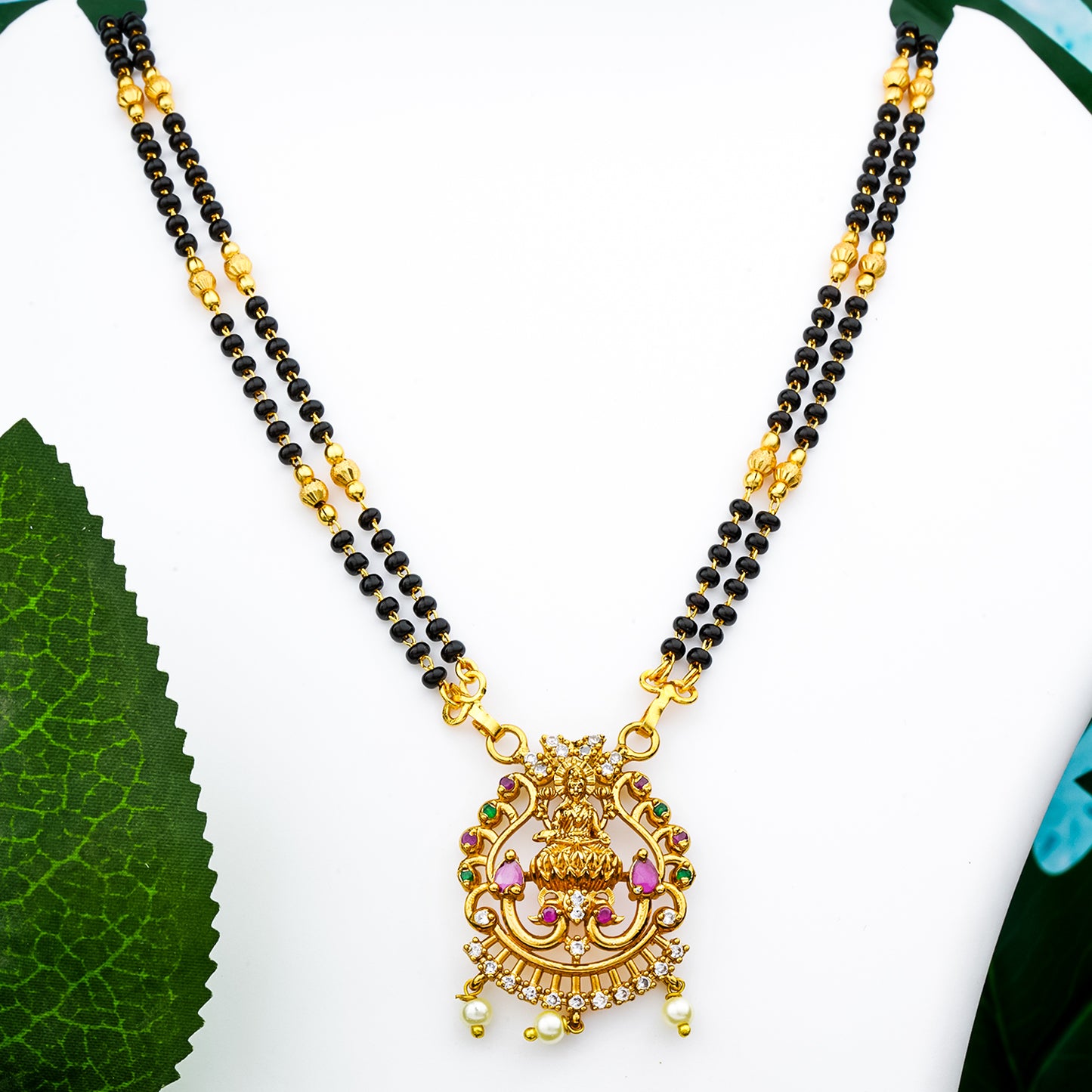 Divine Lakshmi Mangalsutra with Intricate Design and Gemstones