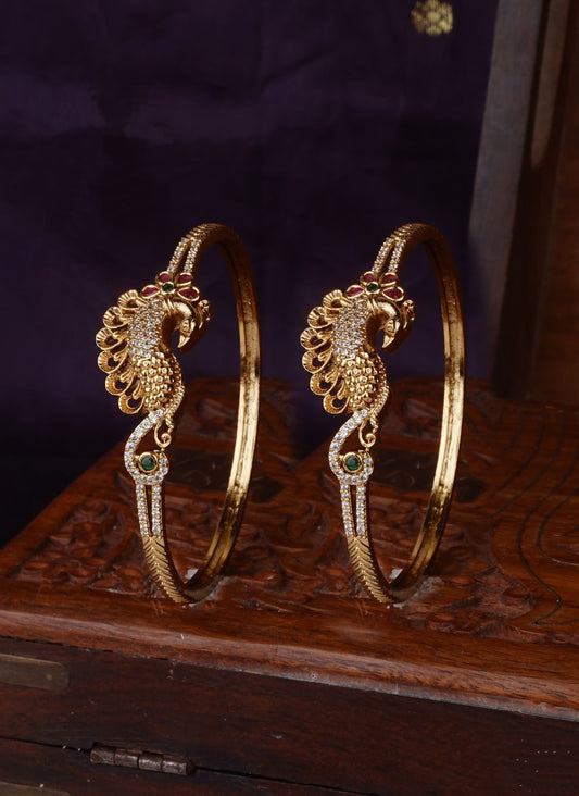 Matt finish Peacock Gold Bangle Set for any occasions