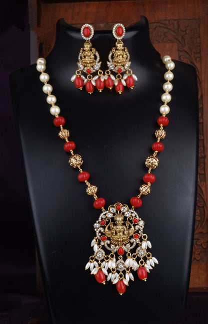 Victorian Mehandi Traditional Pearl and Gemstone Jewelry Set