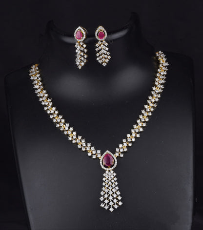 Diamond Finish Cascade Necklace Set