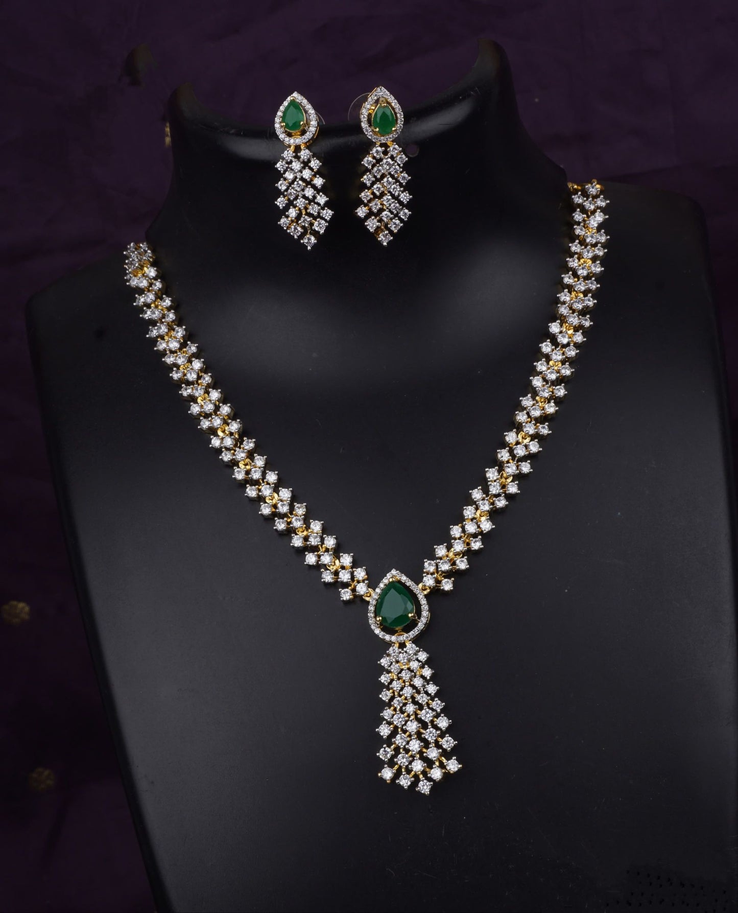 Diamond Finish Cascade Necklace Set