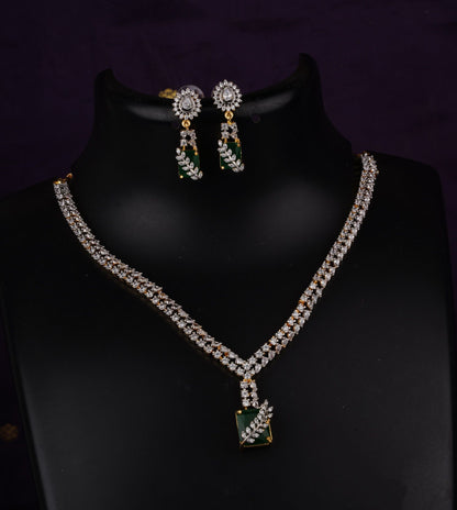 Diamond Finish Emerald And Ruby Elegance Necklace Set