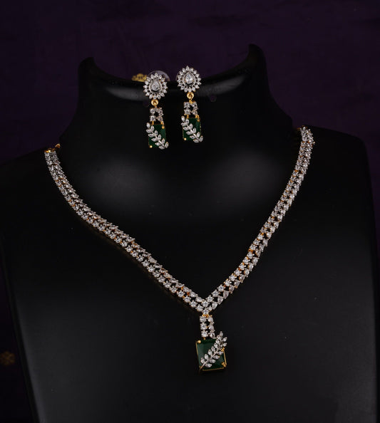 Diamond Finish Emerald And Ruby Elegance Necklace Set