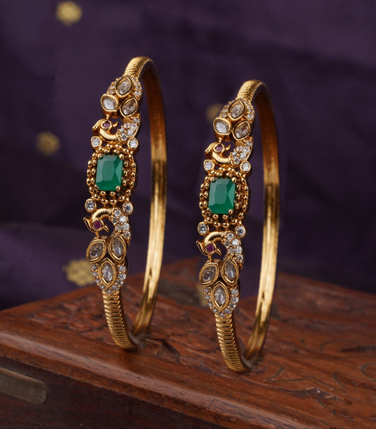 Matt Finish Radiant Gemstone Bangles Touch of Opulence