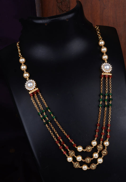 Multistrand Pearl and Gemstone Necklace