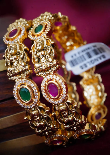 Kundan stone temple jewelry bangles