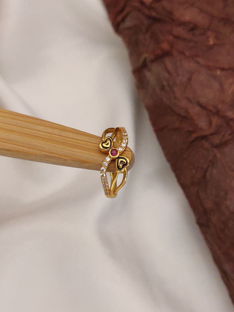 Heartfelt Gold Ring with Ruby and Gemstones